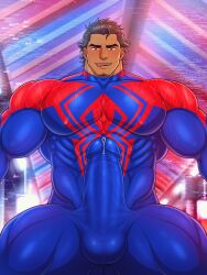 bara big_bulge bulge clothing erection_under_clothes male male_only marvel miguel_o'hara muscular_male penis_outline spider-man spider-man:_across_the_spider-verse spider-man_(series) spider-man_2099 tight_clothing toto_(artist)