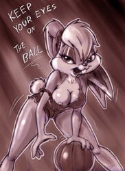 14-bis anthro ball basketball breasts cleavage female fernando_faria fur furry lagomorph lola_bunny looney_tunes nipples rabbit space_jam