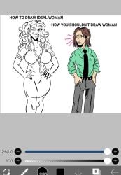 bad_anatomy black_tie caricature digital_drawing_(artwork) distressed half_colored humorous ibispaintx interface not_ai_generated not_finished not_porn office_lady office_style original_characters posing risobase shirt standing tagme_(artist)