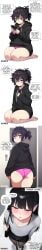 1boy ai_assisted ai_generated ass black_hair blush bulge bulge_through_clothing comic_strip dark_circles date eye_bags feet femboy femboy_only feminine_body feminine_male feminine_pose feminization handbag high_heels hoodie lipstick makeup messy_hair no_pants otoko_no_ko panties panties_only pantyhose phone pink_panties ponytail purple_eyes round_ass sad scarabb seiza self_upload shiny_skin shy skirt stockings story text text_box text_bubble thick thick_ass thick_thighs thighs tight_skirt tights tomgirl watermark wide_hips