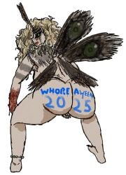 anklet antennae antennae_(anatomy) arthropod arthropod_girl arthropod_humanoid artist_self-insert ass ass_focus ass_shake back_view backboob bare_shoulders barefoot big_ass big_breasts big_butt black_sclera blonde_armpit_hair blonde_female blonde_pubic_hair blood_in_mouth blood_on_body blood_on_face blood_on_hand blood_splatter blue_paint blue_pussy blue_tongue body_markings body_writing bodypaint breasts brown_skin chubby chubby_female claws curly-haired_female curly_hair curvy curvy_body curvy_female curvy_figure dancing dark-skinned_female dirty_blonde_hair eyebrows eyebrows_visible_through_hair eyes eyespots feet female gore green_eyes green_eyes_female hairy_armpits hairy_pussy halloween halloween_theme hands_on_knees heat horny horny_female in_heat insect_girl insect_humanoid legs legs_apart madelyne(mothfuzz145) mothfuzz145 multi_eye nude nude_female original presenting presenting_ass presenting_hindquarters proboscis_(anatomy) provocative provocative_pose pussy sagging_breasts self_insert sharp_claws sharp_fingernails sharp_teeth smug squat squatting stripes stripes_(marking) taunting taunting_viewer tease teasing teasing_viewer thicc tongue tongue_out twerk twerking twerking_at_viewer twerking_position vampire vampire_girl vampire_moth vampire_teeth wings wings_on_back