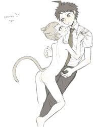 ass casssstle12 cat_boy cat_ears cat_tail catboy clothed clothed_male_nude_male clothing danganronpa danganronpa_2:_goodbye_despair fuyuhiko_kuzuryuu gay hinata_hajime male male/male male_focus male_only naked naked_male nude nude_male skinny_male tail twink yaoi