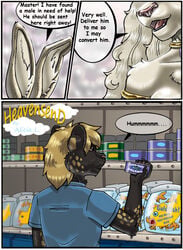 angel atheist black blonde_hair comic darknurse deity duncan english_text feline furry_god goddess hair heavensend humor lol_religion male panther polka_dots rabbit_ears religion religious shopping text