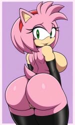 ai_generated amy_rose ass ass_focus ass_grab female female_only giant_breasts huge_ass pixai sonic_(series) sonic_the_hedgehog_(series) wide_hips