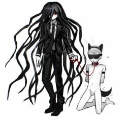 animal_ears animal_tail arms_behind_back arms_tied arms_tied_behind_back blindfold blindfolded casssstle12 clothed clothed_male_nude_male clothing collar danganronpa danganronpa_2:_goodbye_despair dog_collar dog_ears dog_tail dominant domination fuyuhiko_kuzuryuu gay gay_domination hands_behind_back hinata_hajime izuru_kamukura leash leash_and_collar leashed_collar long_hair long_hair_male male male/male male_focus male_only naked naked_male nude nude_male penis pet_collar pet_play petplay red_eyes skinny_male small_penis submissive submissive_male tail twink