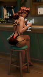 3d 3d_(artwork) ass behind_view black_widow_(marvel) black_widow_(marvel_rivals) blender blender_(software) looking_at_viewer looking_back marvel marvel_rivals public r4nd0m_l4d red_hair self_upload swimsuit swimwear twitter_link