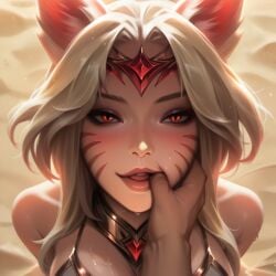 ahri ai_generated blonde_hair fox immortalized_legend_ahri league_of_legends