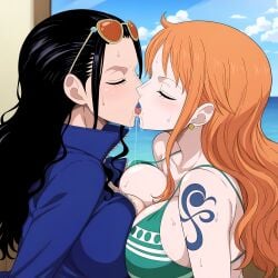 ai_generated female female_only nami_(one_piece) nico_robin one_piece one_piece_girls yuri