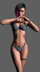 3d 3d_model custom_character cyberpunk_2077 daz3d daz_studio judy_alvarez lingerie rendered snowchild3d