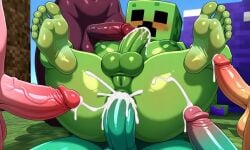 ai_generated block creeper cum cum_in_ass feet futanari minecraft