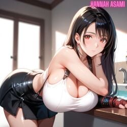 ai_generated bathroom breasts final_fantasy final_fantasy_vii gigantic_breasts hannah_asami-(artist) huge_breasts tank_top tifa_lockhart tifa_lockhart_(cosplay)