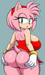 ai_generated amy_rose ass ass_focus ass_grab female female_only giant_breasts huge_ass pixai sonic_(series) sonic_the_hedgehog_(series) wide_hips