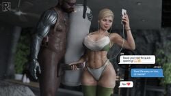 1boy 1girls 3d big_breasts big_penis black_hair blonde_hair breasts busty cassie_cage dark-skinned_male dark_skin dilf female hourglass_figure jax_briggs light-skinned_female light_skin male mortal_kombat nude nude_female nude_male nudity penis rro.lled sex tagme wide_hips