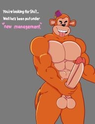 absurd_res anthro balls big_balls big_penis clothing english_text erection fez genitals haplorhine hat headgear headwear hehdgd hi_res holding_penis huge_cock hyper hyper_genitalia hyper_penis male mammal monkey monkeybone monkeybone_(character) muscular muscular_male penis primate smile solo text