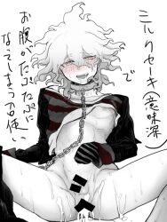 bottomless bottomless_male censor_bar danganronpa danganronpa_2:_goodbye_despair danganronpa_ultra_despair_girls masakane nagito_komaeda penis spread_legs straight_hair super_danganronpa_2