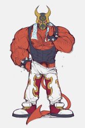 1boy abs balls bulge demon devil_mask_(mskah) gay hairy lucha_del_diablo male male_only mskah muscles muscular penis penis_out red_skin ripped_clothing solo solo_male sweaty