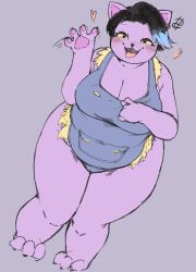 $ 1girls 2d black_hair breasts cat_ears catty_(undertale) chubby feline female female_only fur heart heart-shaped_pupils huge_breasts looking_at_viewer oruka_(kamituki0827) overalls overweight_female paws solo thick_thighs tongue tongue_out undertale undertale_(series) waving waving_at_viewer