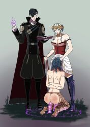 1boy 2girls big_ass bondage byleth_(fire_emblem) byleth_(fire_emblem)_(female) cunnilingus dildo double_penetration edelgard_von_hresvelg femdom femsub ffm_threesome fire_emblem fire_emblem:_three_houses hair_grab head_grab horns hubert_von_vestra leash leggings magic maledom nintendo post-timeskip sex_magic sex_toy spank spank_mark spank_marks spanked spanked_ass spanked_butt stockings stockings_only threesome wonderus