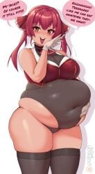 1girls bbw belly_overhang big_belly big_breasts big_female blush blushing breasts chubby chubby_female embarrassed english_text fat fat_ass fat_female fat_fetish fat_girl fat_woman fatty female female_only gloves hololive houshou_marine huge_belly huge_breasts kipteitei large_belly large_breasts large_female obese obese_female overweight overweight_female pig plump pork_chop solo solo_female speech_bubble tagme text text_bubble thick_thighs tubby virtual_youtuber weight_gain