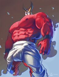 balls boner bulge demon devil_mask_(mskah) erection erection_under_clothes gay hairy lucha_del_diablo male male_only mskah muscles muscular penis red_skin solo solo_male