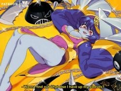 1girls bluethebone clothing darkstalkers dress erect_nipples erect_nipples_under_clothes hsien_ko jiangshi lei-lei lei_lei nipples_visible_through_clothing on_back pov pov_eye_contact retro_artstyle small_breasts smile solo solo_female tagme