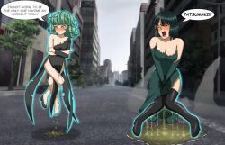 2girls clothed_female female female_only fubuki_(one-punch_man) multiple_girls omorashi one-punch_man pants_wetting papergami peeing peeing_self tatsumaki wetting wetting_self yuri