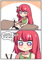big_breasts breasts drawing female female_only hinghoi navel original original_character thinking thought_bubble