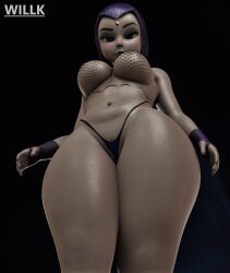 1girls 3d areolae barely_clothed belly belly_button breasts dc dc_comics female female_only looking_at_viewer looking_down nipples pale-skinned_female pale_skin purple_hair rachel_roth raven_(dc) revealing_clothes see-through see-through_clothing solo teen_titans thick thick_hips thick_thighs thong tight_clothing voluptuous wide_hips willklvo