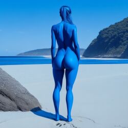 1girls ai_generated ass ass_focus back_view blue_hair blue_skin bottomless completely_naked completely_naked_female completely_nude completely_nude_female elemental elemental_humanoid female female female_focus female_only highres no_bra no_clothes no_clothing no_panties shoes shoes_only solo solo_female solo_focus straight_hair tagme the_era_of_the_elementals viewed_from_behind water_elemental