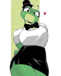 anthro big_breasts breasts clothed clothing female frog heart reksukoy solo tagme