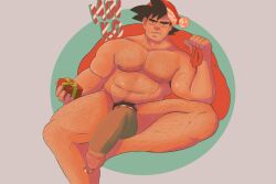 balls big_balls big_penis black_hair christmas cock_ring dragon_ball dragon_ball_z flaccid gay hairy male male_only minkoni2 muscles muscular nude penis saiyan solo solo_male son_goku