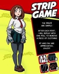 animated black_socks brown_loafers drakonaskar gif loafers music my_hero_academia ochako_uraraka patreon school_uniform socks sound strip_game stripper tagme thigh_socks thighhighs twitter video