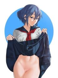 1girls :o alternate_costume alternate_hairstyle bare_midriff bare_thighs belly blue_eyes blue_hair breasts clothes_lift female female_only fire_emblem fire_emblem_awakening lifted_by_self looking_at_viewer lucina_(fire_emblem) marth_(fire_emblem_awakening) midriff nintendo no_panties no_panties_under_skirt nopan official_alternate_costume open_mouth pomelomelon pussy raised_eyebrow revealing school_uniform schoolgirl schoolgirl_uniform short_hair skirt skirt_lift small_breasts smug solo symbol-shaped_pupils thick thick_thighs thighs tummy uncensored upskirt