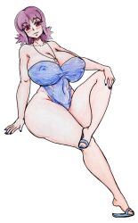 1girls big_breasts blue_nail_polish blue_nails blue_swimsuit blush breasts cleavage erect_nipples erect_nipples_under_clothes feet female female_only full_body gaixas1 hair hips huge_breasts legs mature mature_female mature_woman nail_polish nails necklace philena_ivy pokemon pokemon_(anime) purple_hair red_eyes sandals smile solo solo_female swimsuit swimwear thick_thighs thighs