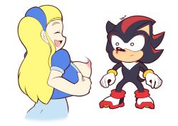 blush breasts breasts_out huge_breasts maria_robotnik nosebleed sega shadow_the_hedgehog smiling sonic_(series) sonic_the_hedgehog_(series) supersegasonicss