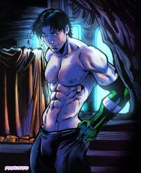1boy batman_(series) bulge caucasian caucasian_male dc dc_comics looking_at_viewer male male_only muscles muscular muscular_male phausto robin_(dc) robin_(tim_drake) shirtless_male teen_boy tim_drake