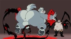 ass balls big_butt bondage bondage bound canid canine canis cricetid demon demonic duo erection ero_(character) erobos genitals hamster hi_res magic magic_user male male/male mammal overweight overweight_male pawpads posses possession rodent slightly_chubby tendrils wolf