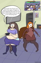 2girls attribute_swap big_belly breasts brown_hair female orange_hair overweight overweight_female panties photo photoshop selfie shimapan smartphone surprised tagme thick_thighs underwear weight_gain weight_loss weightcomicguy