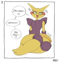 1boy 2022 alakazam brown_body cock comic dialogue dick femboy floppy_cock horns hung_trap indynd male male_focus more_at_source nintendo pokémon pokémon_(species) pokemon pov sharp_toenails smug thick_thighs thighs viewer_perspective whisker_markings whiskers white_eyes yellow_body zamantha_(indynd)