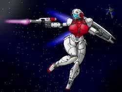 1girls big_ass big_breasts breasts earth_federation gundam humanoid mecha mobile_suit mobile_suit_gundam robot_girl space thick_thighs weapon wide_hips