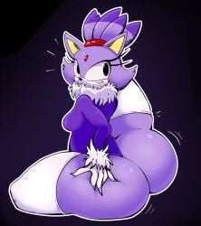 1girls ass blaze_the_cat bottom_heavy cat catgirl choobsters digital_media_(artwork) eyelashes fur gloves hair_ornament huge_ass large_ass leg_up motion_lines neck_fluff purple_body purple_fur sega small_breasts sonic_(series) sonic_the_hedgehog_(series) surprised thick_thighs thigh_squish thighhighs