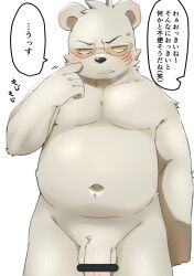 anthro blush genitals hi_res hitsuzi_taro11 male male_only mammal no_humans nude odd_taxi penis polar_bear sekiguchi_(odd_taxi) simple_background solo ursid ursine white_background