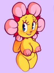 1girls big_breasts big_nipples blush chipposter flora_fauna flower freckles hourglass_figure navel nipples pac-man_eyes parappa_the_rapper solo sunny_funny thick_thighs wide_hips yellow_skin