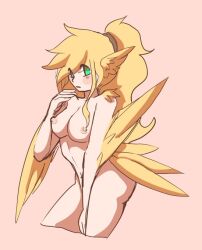 blonde_hair casual_nudity feathers female harpy shenpai_(artist) viro_(shenpai) wings