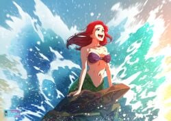 ariel big_breasts bra breasts disney ducklordethan female mermaid red_hair tagme the_little_mermaid water