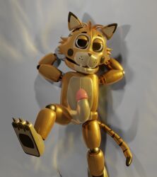 3d animatronic black_stripes blender blender_eevee brown_eyes cum domestic_cat faceplate first_porn_of_character five_nights_at_freddy's fnaf fnafhsrule34 george george_(character) george_(jolly) george_(jolly4) george_goodtime(jolly) jolly jolly_4 male male_only orange_body penis pillow render rendered solo_male tiger tiger_ears tiger_skin tiger_tail