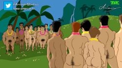 abs animan animanstudios animated anklet audience body_hair dancing dark-skinned_male erect_nipples flaccid_penis gay hairy hairy_anus hairy_male lei male male_only moobs mp4 multiple_boys multiple_males multiple_penises muscular_male music naked necklace no_sex nude nude_male outstretched_arms palm_trees partially_retracted_foreskin pecs penis_size_difference pleasure_face pubic_hair retracted_foreskin sound swinging_penis tagme video watching