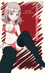 1girls blackcat18up blackcatxcl bra breasts danganronpa danganronpa_2:_goodbye_despair female large_breasts nanami_chiaki panties smooth_skin solo super_danganronpa_2 thighhighs thighs underwear underwear_only