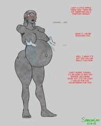 2022 amputee armless big_breasts bondage dated english_text inanimate inanimate_transformation nipple_tweak petrification petrified pregnant signature sparklinglava statue tagme text transformation transformation_sequence