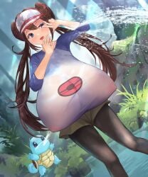 1girls big_breasts breasts_bigger_than_head breasts_bigger_than_torso enormous_breasts gigantic_breasts huge_breasts hyper hyper_breasts long_hair masamasa massive_breasts nintendo no_bra oversized_breasts pantyhose pokémon_(species) pokemon pokemon_bw2 pokemon_rgby rosa_(pokemon) see-through see-through_clothing see-through_shirt see-through_top see_through squirtle water